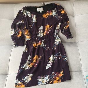 Amour Vert Silk purple floral Dress